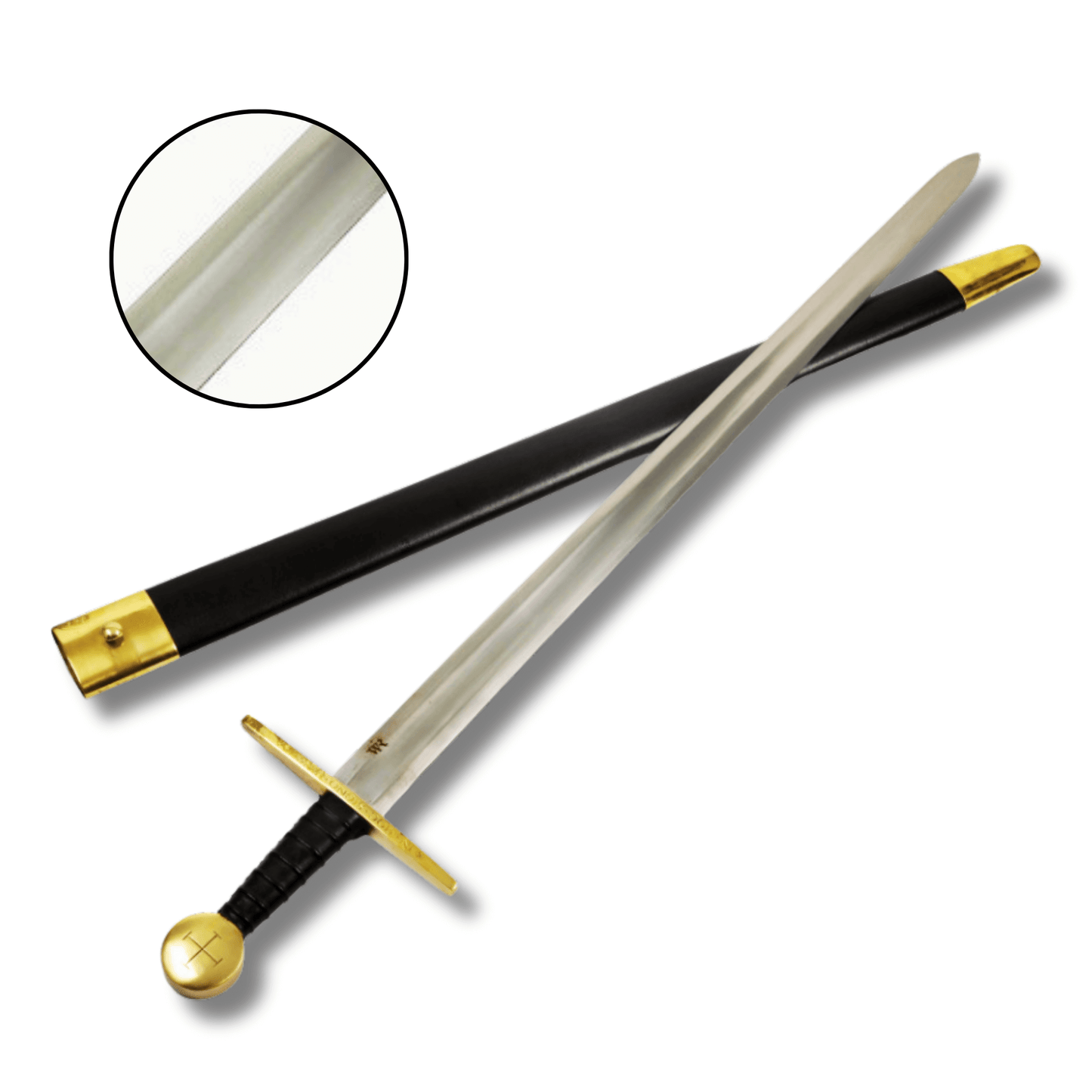 Brass Hilted Crusader Sword with scabbard