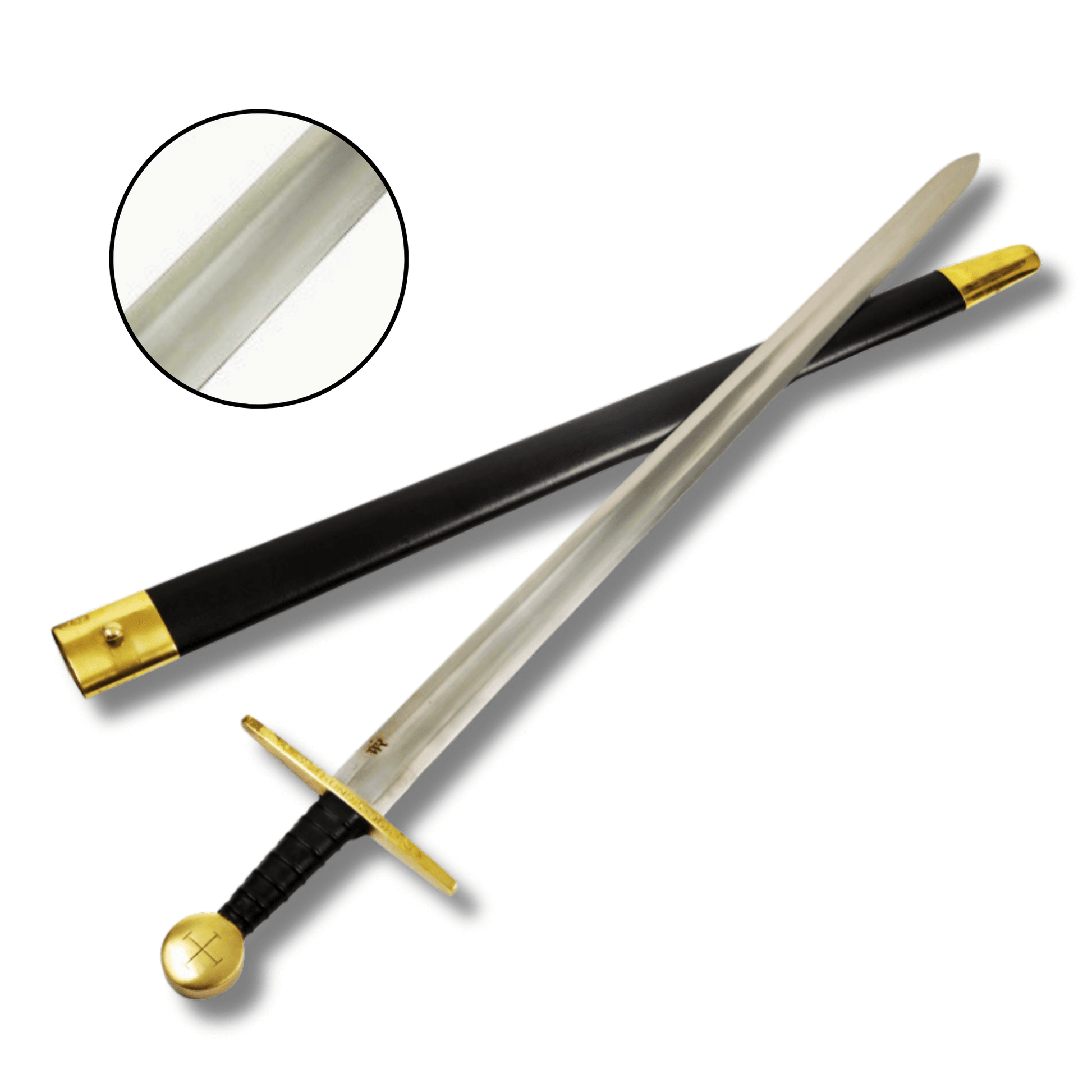 Brass Hilted Crusader Sword with scabbard