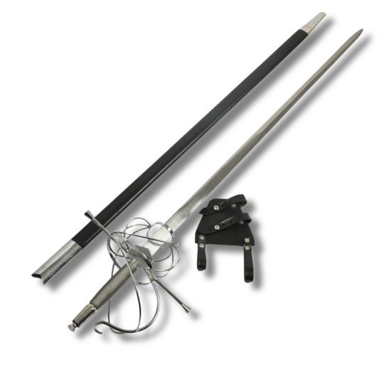 Dread Wind Swept Hilt Rapier with leather scabbard